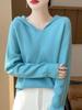 Damtröja med huva i ren australisk ull, tjock sju-gauge stickning, avslappnad ready-to-wear pullover