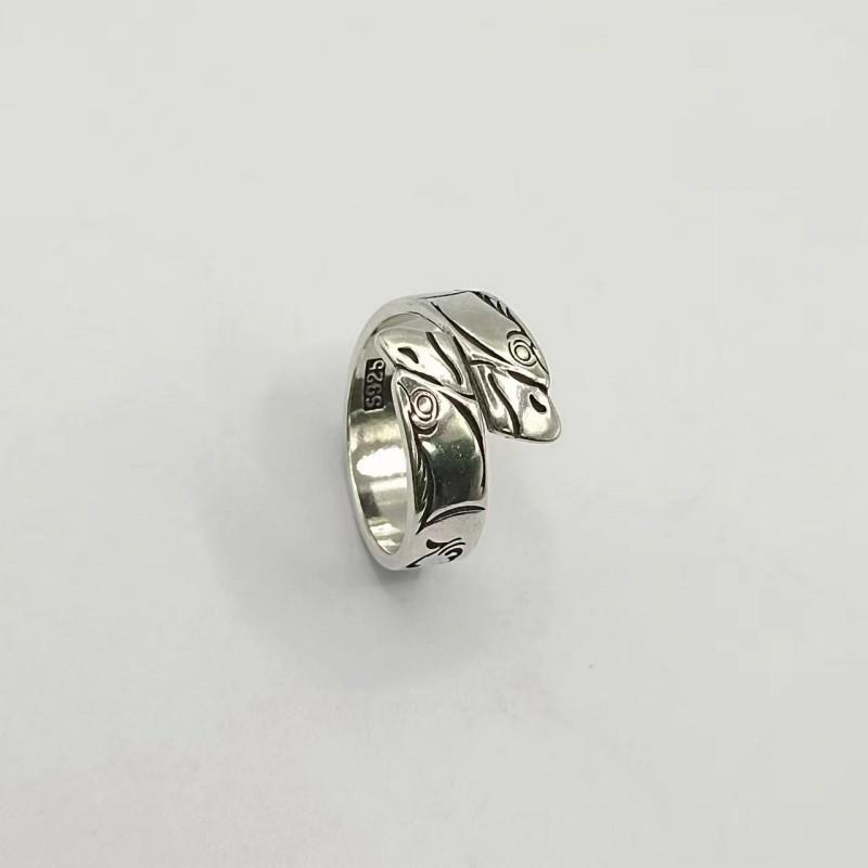 Adjustable Sterling Eagle Beak Ring Men Women Vintage Geometric Animal Statement