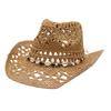 1pc Sombrero de Sol de Paja Calado con Conchas Estilo Boho, Sombrero de Playa de Vaquera Occidental, Adecuado Para el Día de la Madre, Pascua, Vacaciones, Sesión de Fotos