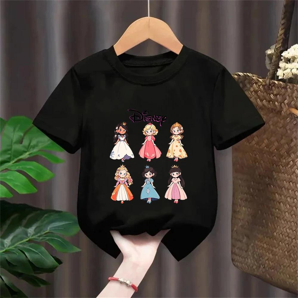 100% Cotone Principesse Disney Anime Estate Nuova Moda Multiple Cotone Bambini Cartoni Animati Magliette Girocollo Manica Corta