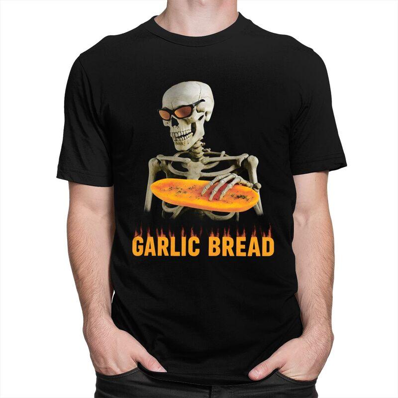 Garlic Bread Skeleton Meme TShirt Pure Cotton Tees Shirt Summer O Neck Tshirt Casual ShortSleeve Clothing For Men Birthday
