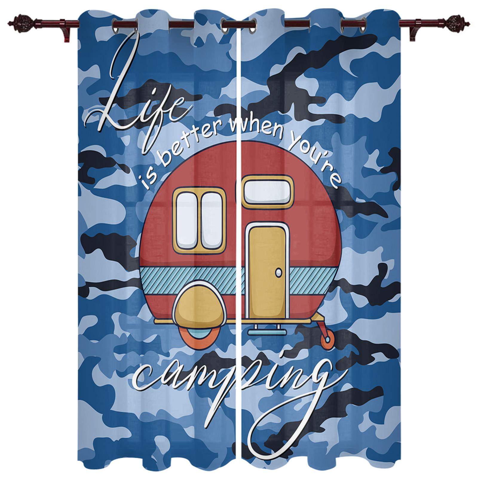 

Камуфляжный фон кемпера, зеленые шторы для гостиной, кухни, оконная занавеска, роскошные шторы для спальни, детей 135W x 60H(cm)