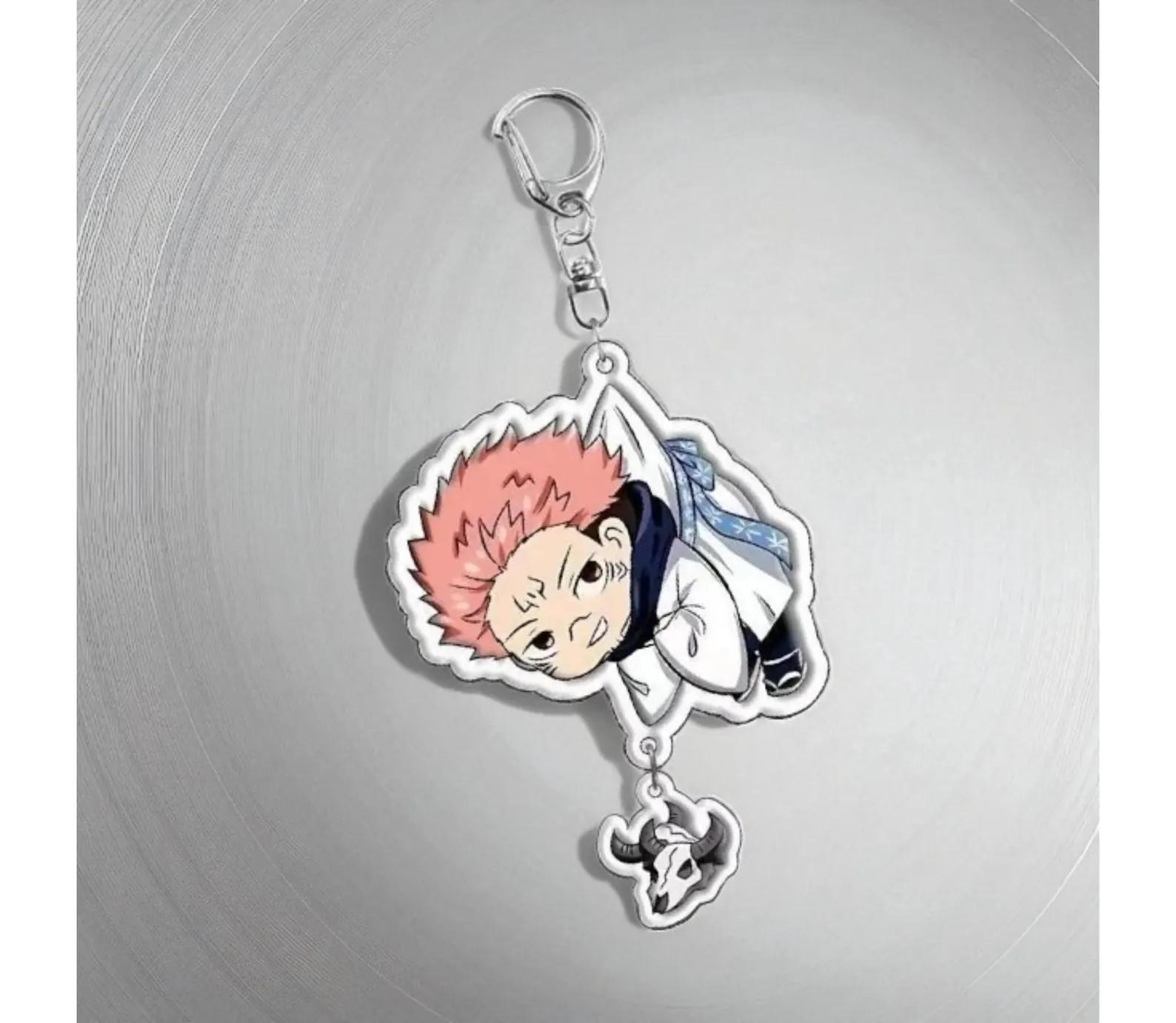 

6Cm Cute Style Anime Acrylic Keychain for Jjk Yuji Itadori Satoru Gojo Q-Version Hanging Pose Keychain Anime Peripheral Gift -1 PCS