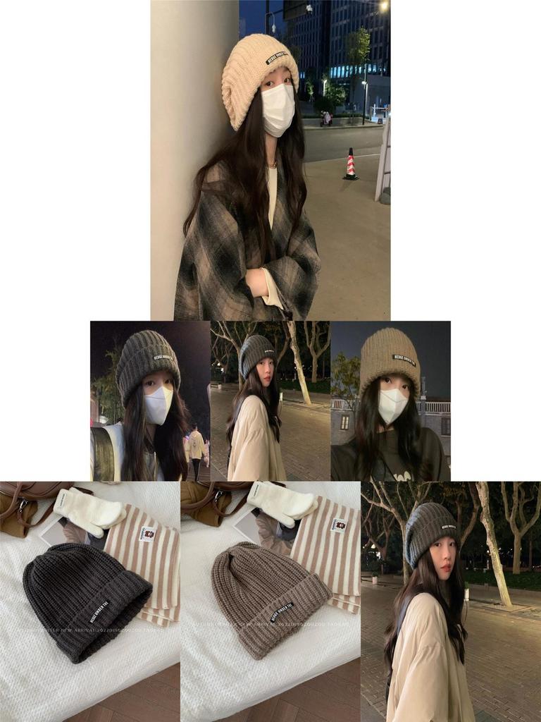Fashionable Winter Acrylic Beanie For Women Warm Knit Hat With Letter Design