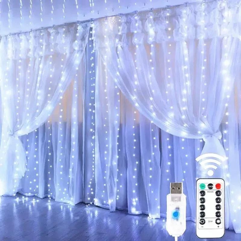 LED Fairy String Christmas Lights 8 Mode Remote USB Festoon Holiday Decor For Home  Year Lamp