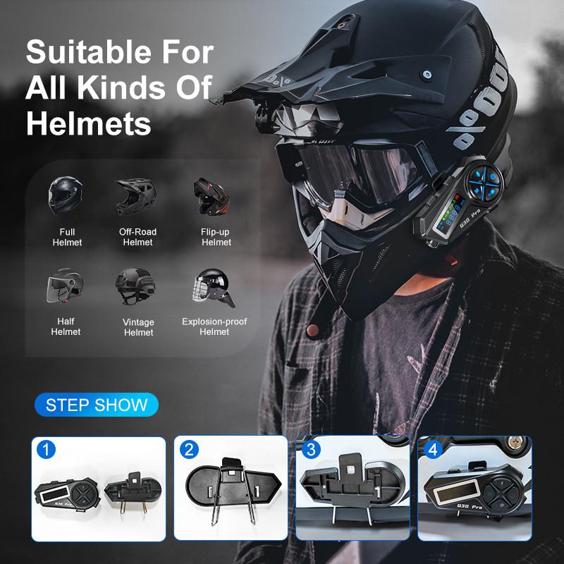 Motorcycle Bluetooth Intercom Q30 Pro 500M Wireless Helmet Communication System