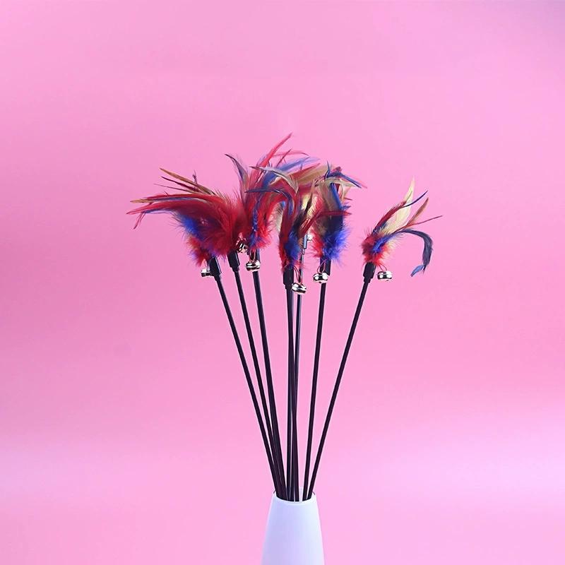 5pcs/set Cat Interactive Wand Colorful Feather Chicken Feather Cat Stick Bell Portable Creative Fashion Novelty Pet Cat Supplies