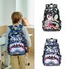 Kids Waterproof Nylon Backpack With Shark Print For Elementary School Use And Daily Carry