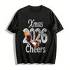 2026 Xmas Cheers Printed Casual Long Sleeve Top Pure Cotton T-shirt