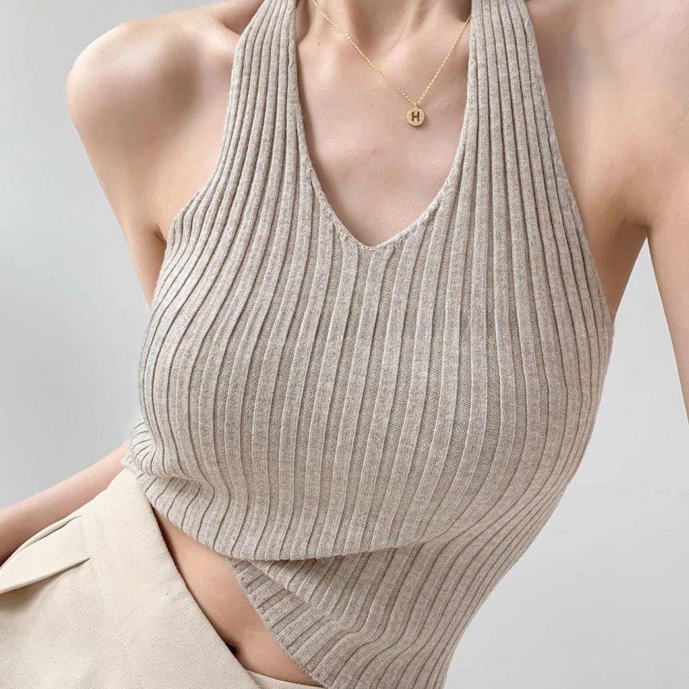 

Цельный топ-майка на бретелях, верхняя одежда, женский элегантный летний трикотажный топ без рукавов для ношения как внутри, так и снаружи, с открытой спиной, для горячей девушки S