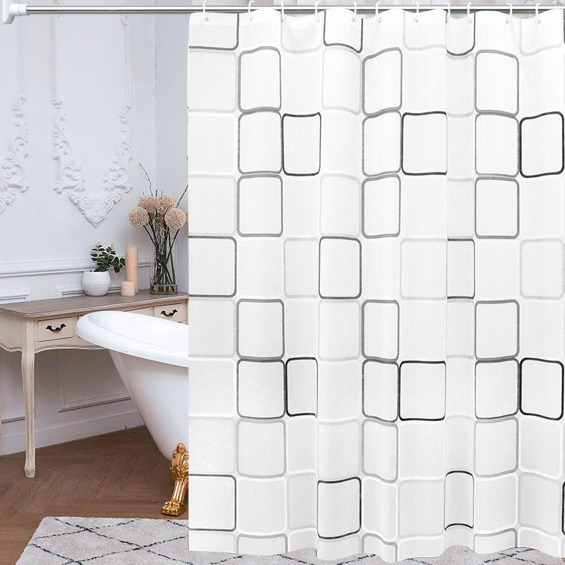 Household Waterproof Shower Curtain Bathroom Bathing Cover Mildew-proof Bath Curtains with Hook Portable Partition Screen Simple