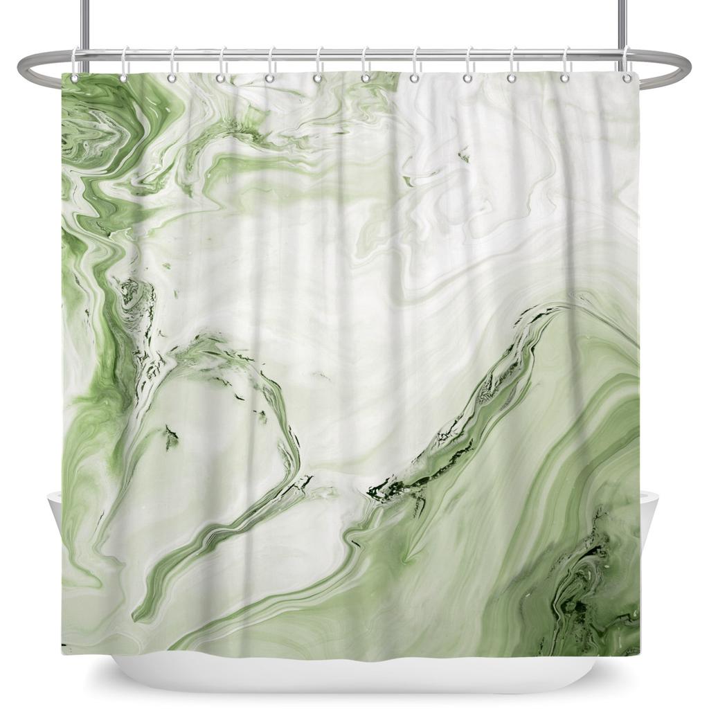 Gradient Marble Texture Shower Curtain Waterproof Bath Curtains For Bathroom Decor Multiple Color Options Polyester With Hooks