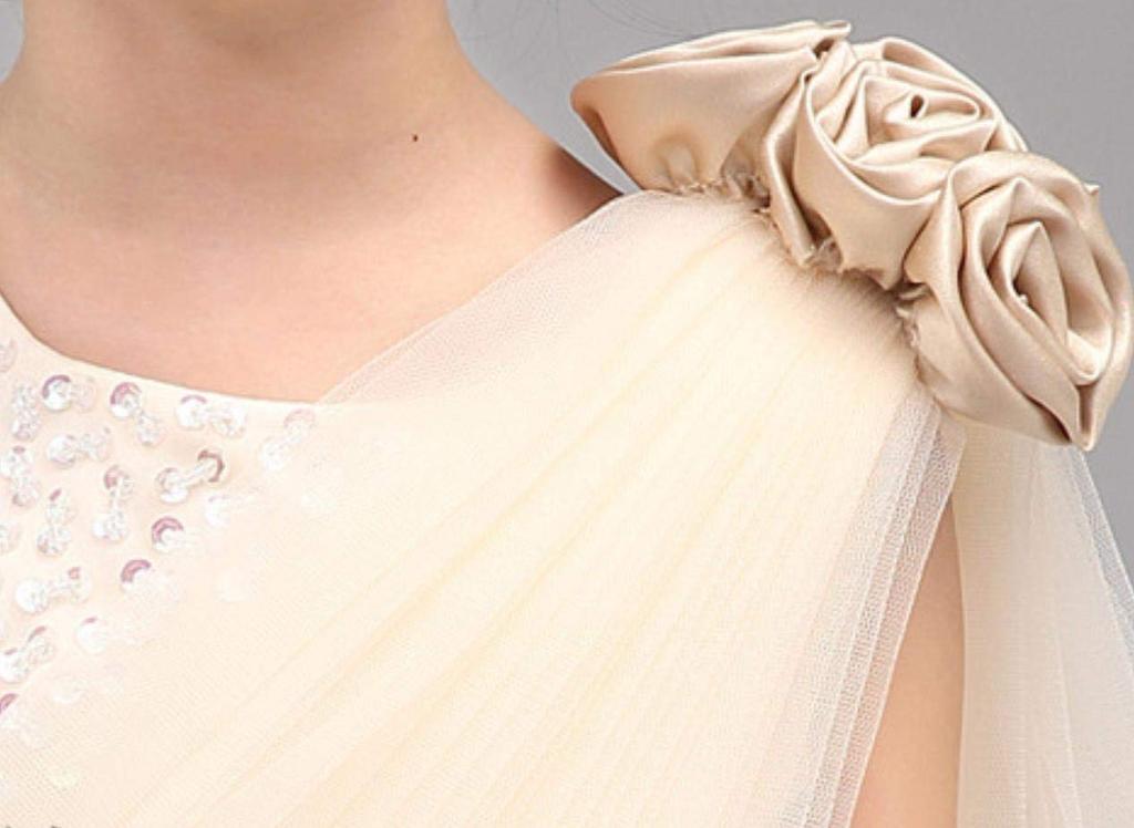 VIISEN Formal Perfect for Piano and Flower Girl Dress with Floral and Bow Sizes Size Girls' Dress, Recitals, Weddings, Concerts, Shichi-Go-San