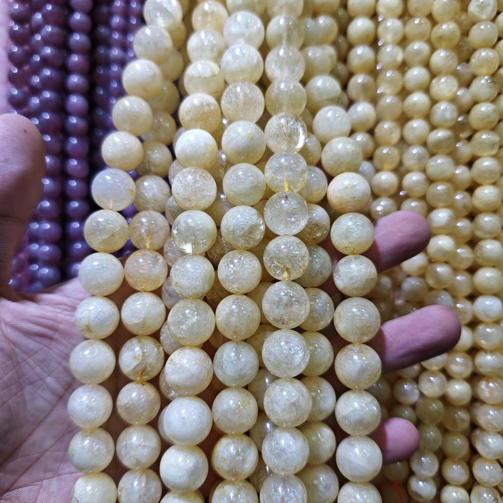 Gelber Citrin & Grüner Rutilquarz Kristall Runde Perlen für DIY Schmuckzubehör