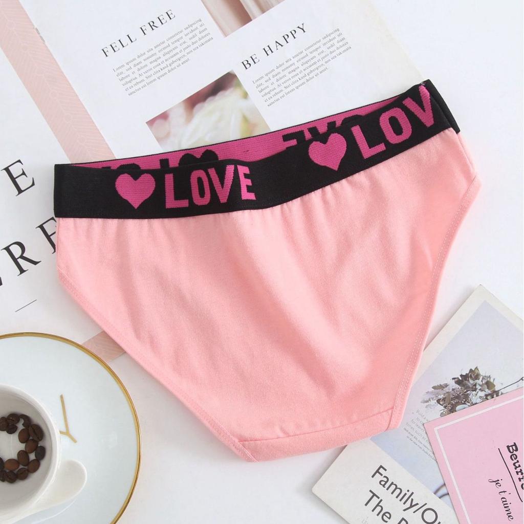 Female Spring Summer Sexy Lovely Love Letter Print Comfortable Elastic Band Low Waist Briefs