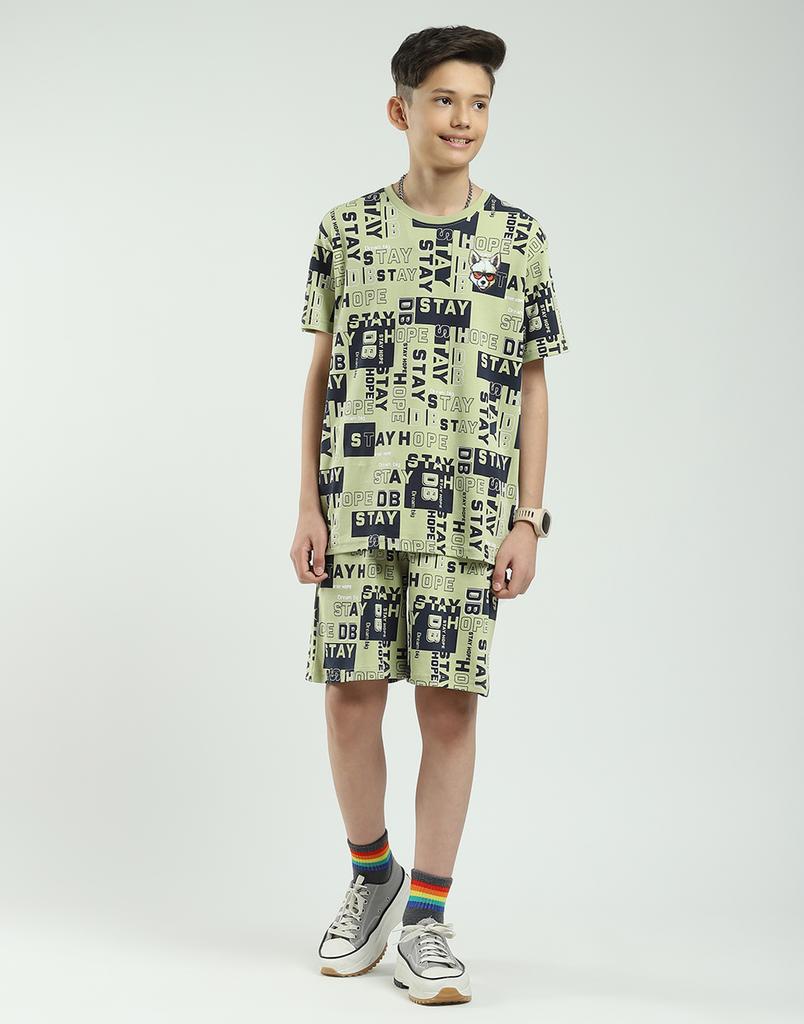 MONTE CARLO Boys Regular Fit Printed Half Sleeve Bermuda Set