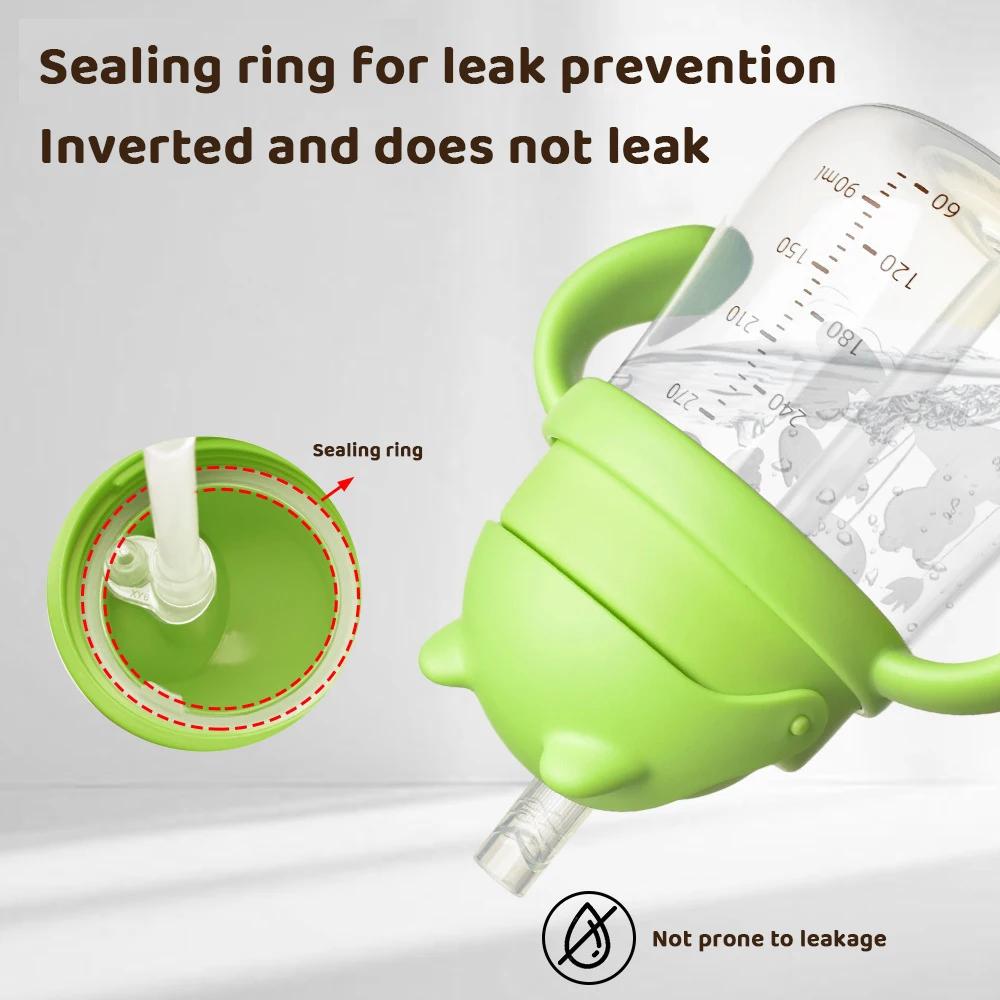 270ML Cute Baby Straw Cup With Double Easy-grip Handle Portable Children Training Drinking Cup Anti-choking Water Cup