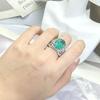 925 Silver Plated Fashionable Blue Green Moissanite Ring Fire Sparkling Luxury Ring Female Party Birthday Jewelry Gift