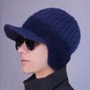 Men Hat Moisture-Wicking Breathable Warm Hat with Fleece Lining Solid Color Ear Protection Knitting Hat