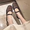 Fashion Women Shoes 2025 Summer New Breathable Mesh Buckle Strap Square Toe Mary Jane Flat Shoes Comfortable Soft Sole Women Loafers