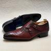 Men's Solid Color Genuine Leather Handmade Pointed Toe Oxford Shoes Python Pattern Lace-Up Formal Business Wedding Shoes