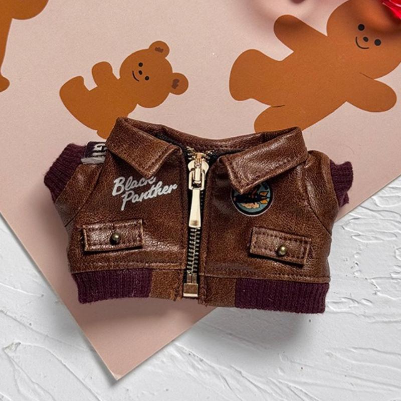Clothes Onlyfor labubu Brown Retro Flying Jacket Fashion Doll Clothes Trendy Outfit Accessories Fashion Clothes Set Kid Gift
