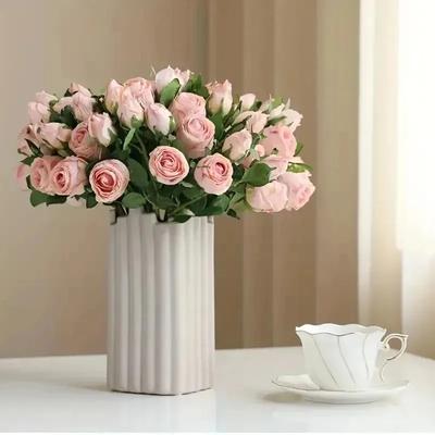 Retro Artificial Roses Bouquet Elegance Bridal Wedding Realistic Roses Flowers Floral Arrangement Ornaments Home Decoration