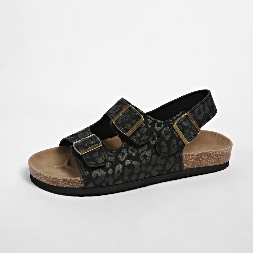 Sandalias de Mujer Punta Redonda Suela Plana Hebilla de Cinturón Hebilla de una línea Zapatos de Tacón Bajo Ocio Playa Moda Combinan con Todo Sandalias De Mujer