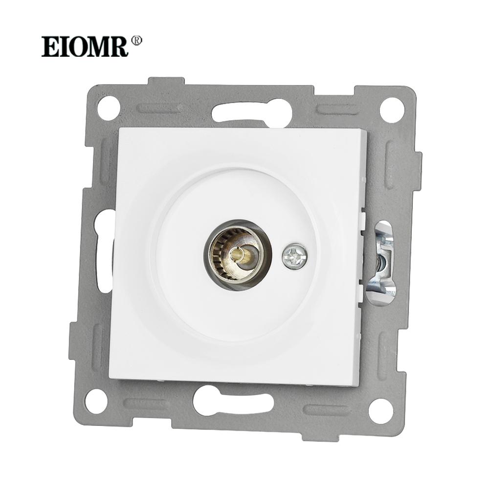EIOMR EU Standard Wall Power Sockets White Crystal Glass Panel 16A Usb TV RJ45 Wall Switch Usb Outlets Module DIY for Round Box