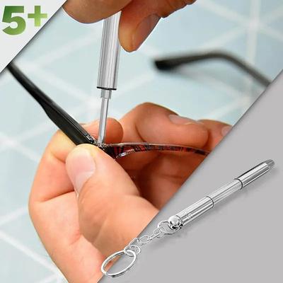 1-10Pcs Steel Glasses Screwdriver Eyeglass Screwdriver Watch Repair Kit with Keychain Portable Hand Precision Screwdriver Tools
