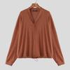 INCERUN Oversized Men V Neck Long Sleeve Buttons Up Drawstring Knit Cardigan Tops