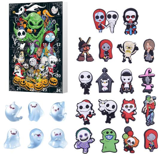 Halloween Adventskalender 24 Mini Harz Gruselige Puppe Halloween Countdown Kalender Sammelfiguren Horrorfilm für Kinder