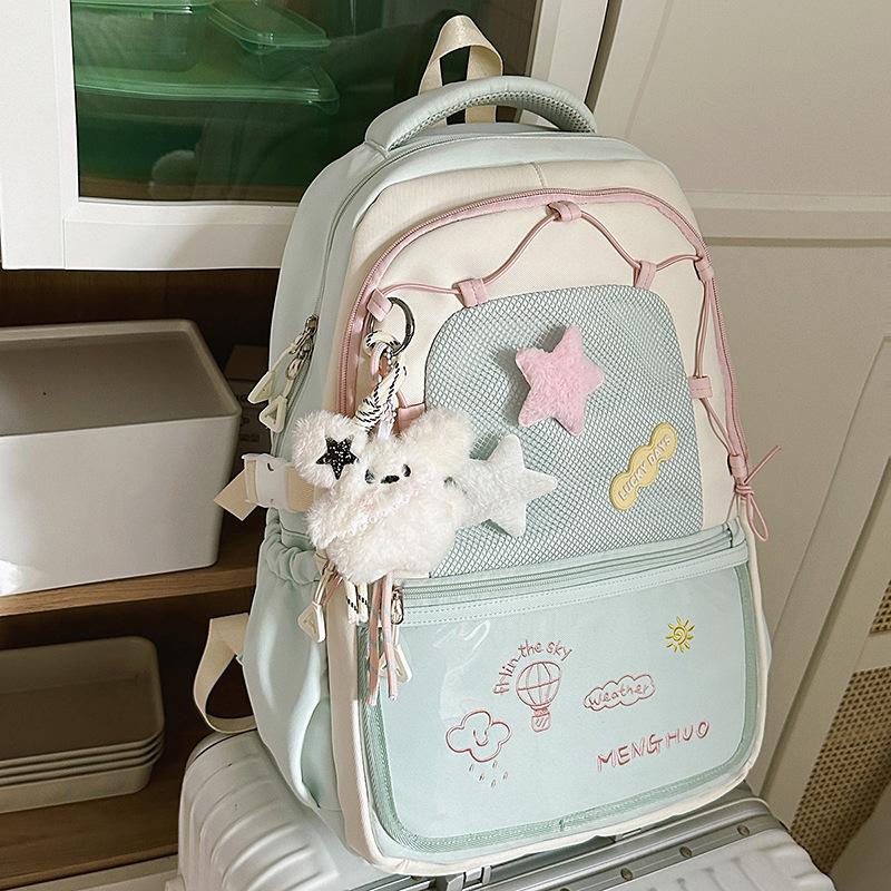 Japanese ins Academy Wind Contrast Color Large Capacity Fresh Girl Backpack Lightweight Versatile Junior High School Backpack