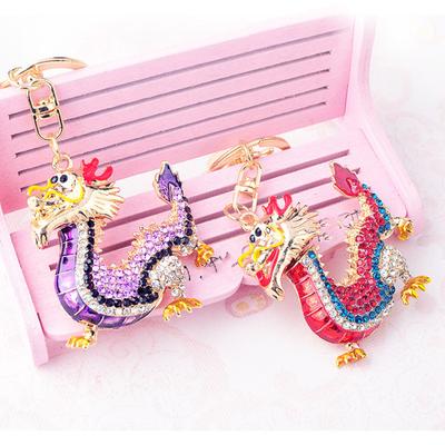 Chaveiro de dragão do zodíaco chinês, chaveiro de luxo com strass, faça você mesmo, mochila, decoração, chaveiro, pingente, ornamento, presente de festival de primavera de ano novo