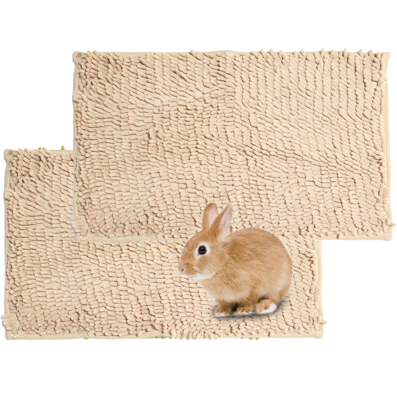 

Silver & Style Washable Rabbit Cage Floor Mat, Non-Slip, Absorbent, Breathable, for Hamsters and Guinea Pigs (Beige, 2 Pieces, 60cm x 40cm)