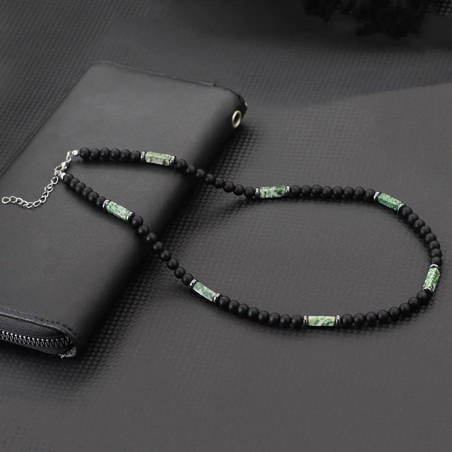 Wykwintny Naszyjnik z Kamienia Onyksu Klasy A 6mm Męski Ręcznie Robiony Naturalny Oko Tygrysa Koraliki Howlite Naszyjnik Medytacja Leczenie Biżuteria dla Mężczyzn