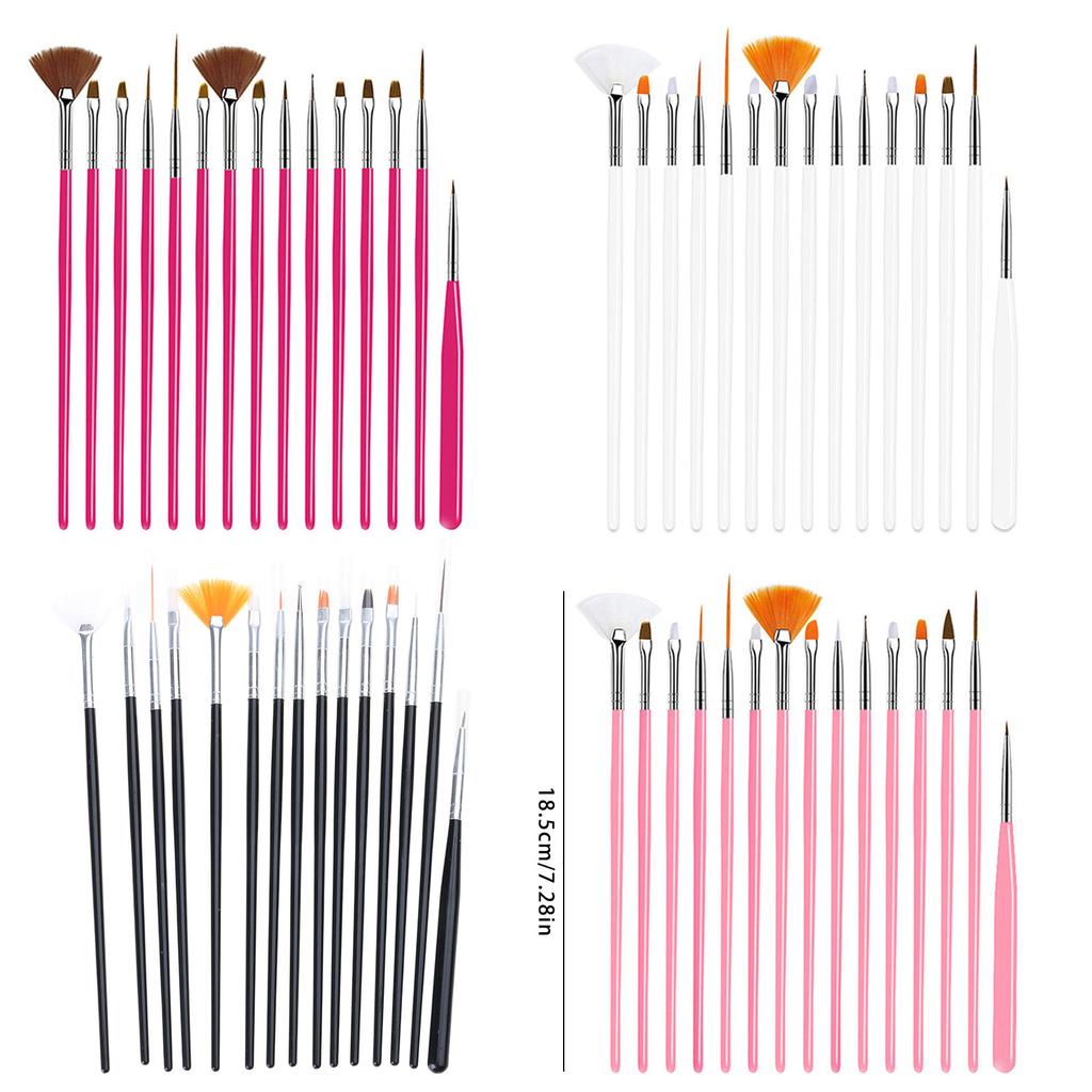 Professional Nail Art Brushes And Dotting Tools Set 15Pcs For Gel Nails UV Gel Designs Comfortable and Practical Handle