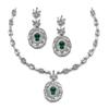 Rhodium-Plated Silver Toned Square & Circular Shaped American Diamond Studded Necklace with Earring Jewellery Set for Girls and Women