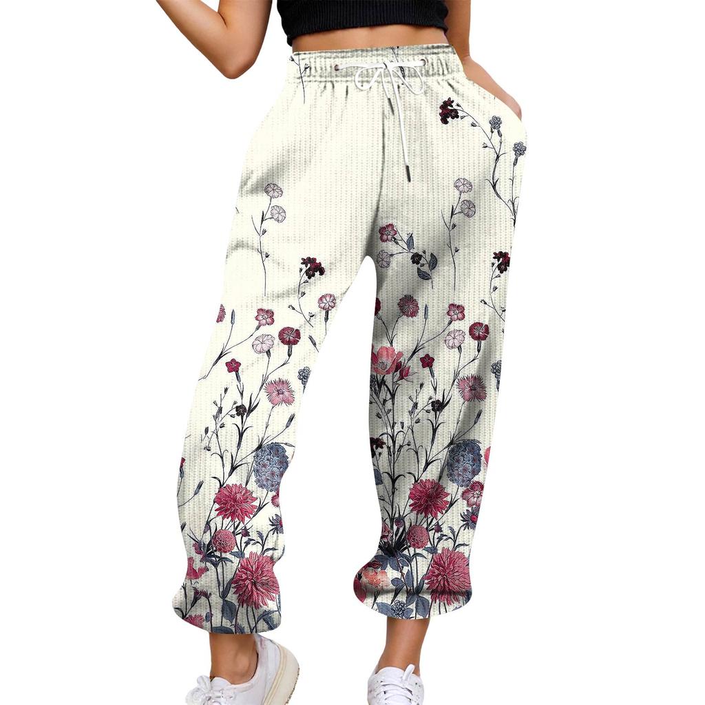 Women's Casual Pants High-waisted Belted Jogging Pants With Pockets