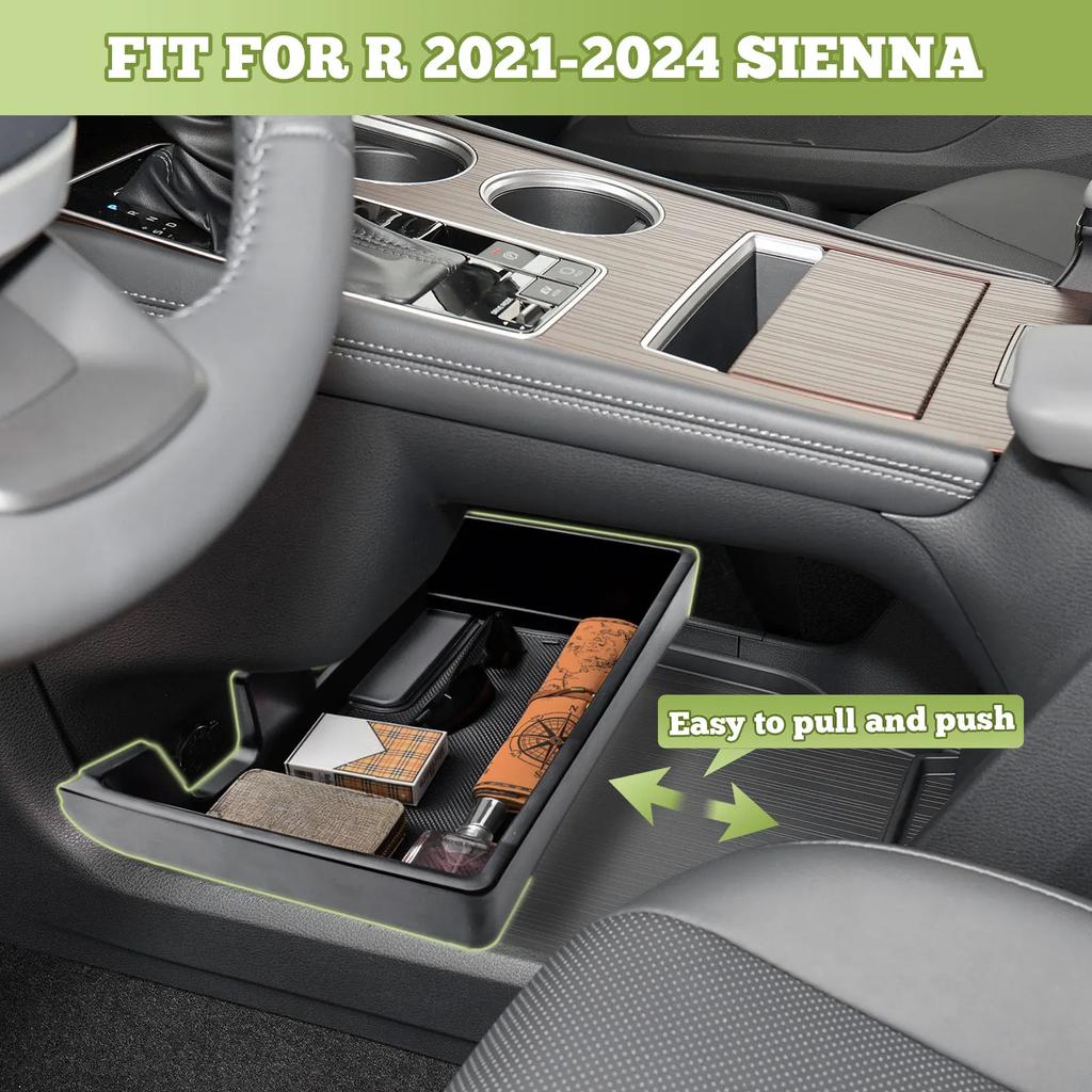 Center Console Bottom Organizer for 2025 2025 2025 2025 Toyota Sienna Lower Center Console Tray ABS Compartment Car Storage Box