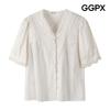 Ggpx V Neck Lace Button Blouse Gp6sh024f