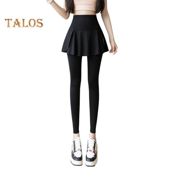 Damen Yogahose mit Fake-Tow-Piece-Rock, Patchwork, Skinny-Kompression, hohe Taille, Telefontasche, Po-Lift, Anti-Exposure, nahtlos, Sport, Fitnessstudio, Joggen