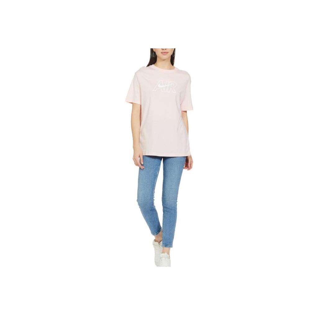 Nike Air Solid Logo Letter Print Round Neck Sports Short Sleeve T-Shirt Women Tops Pink DN5801-611