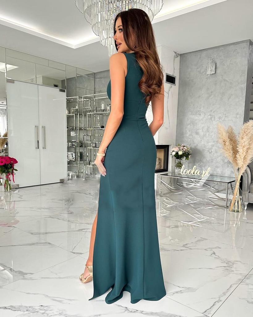 2023 Summer Bestseller Sleeveless V-Neck Solid Color Slit Dress