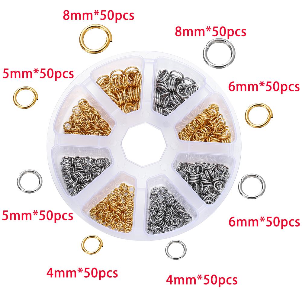 1Box Stainless Steel Lobster Clasps Open Jump Rings Crimp Beads Caps Set For Diy Bracelet Necklace Jewelry Making Accessories