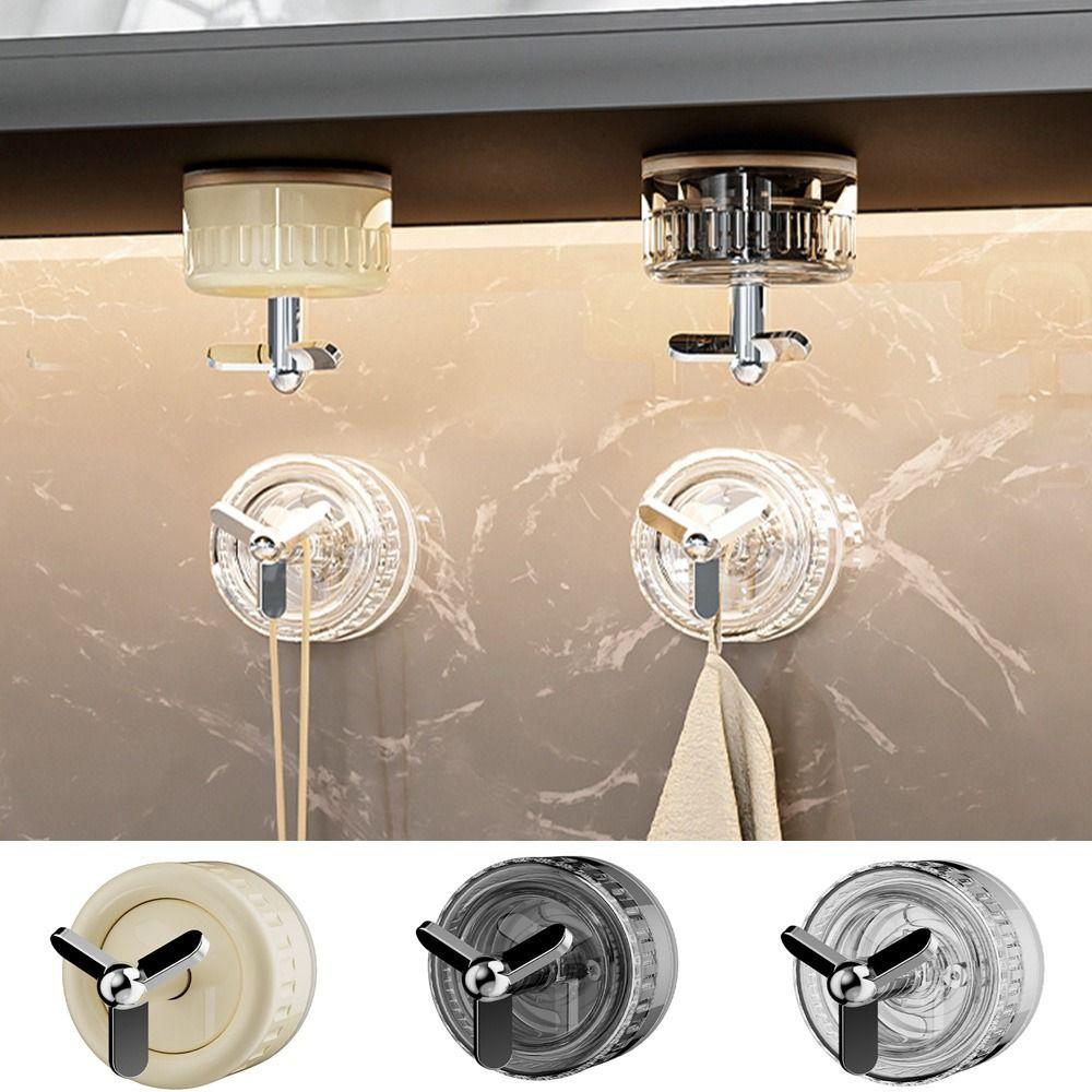 Plastic Suction Cup Hook Punch-free Rotating Strong Vacuum Hangers Removable Traceless Towel Sticky Hook Bathroom