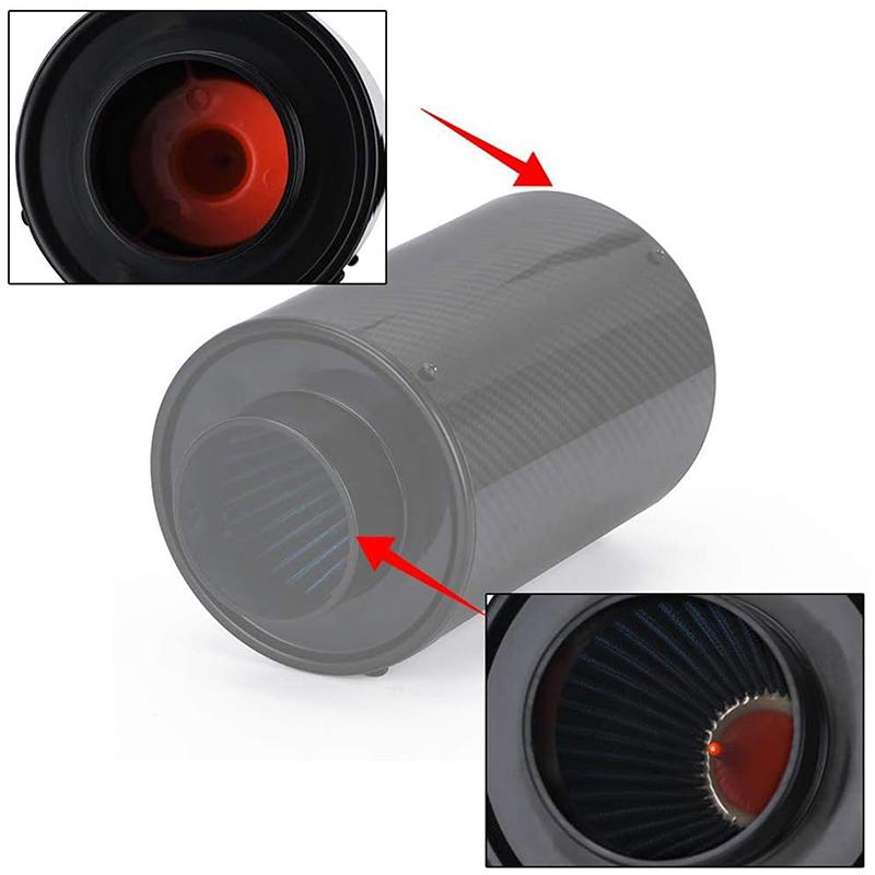 1 Set Evrensel Araba 3 İnç Karbon Fiber Soğuk Hava Filtresi Besleme Kapalı Giriş İndüksiyon Borusu Hortum Kiti Evrensel