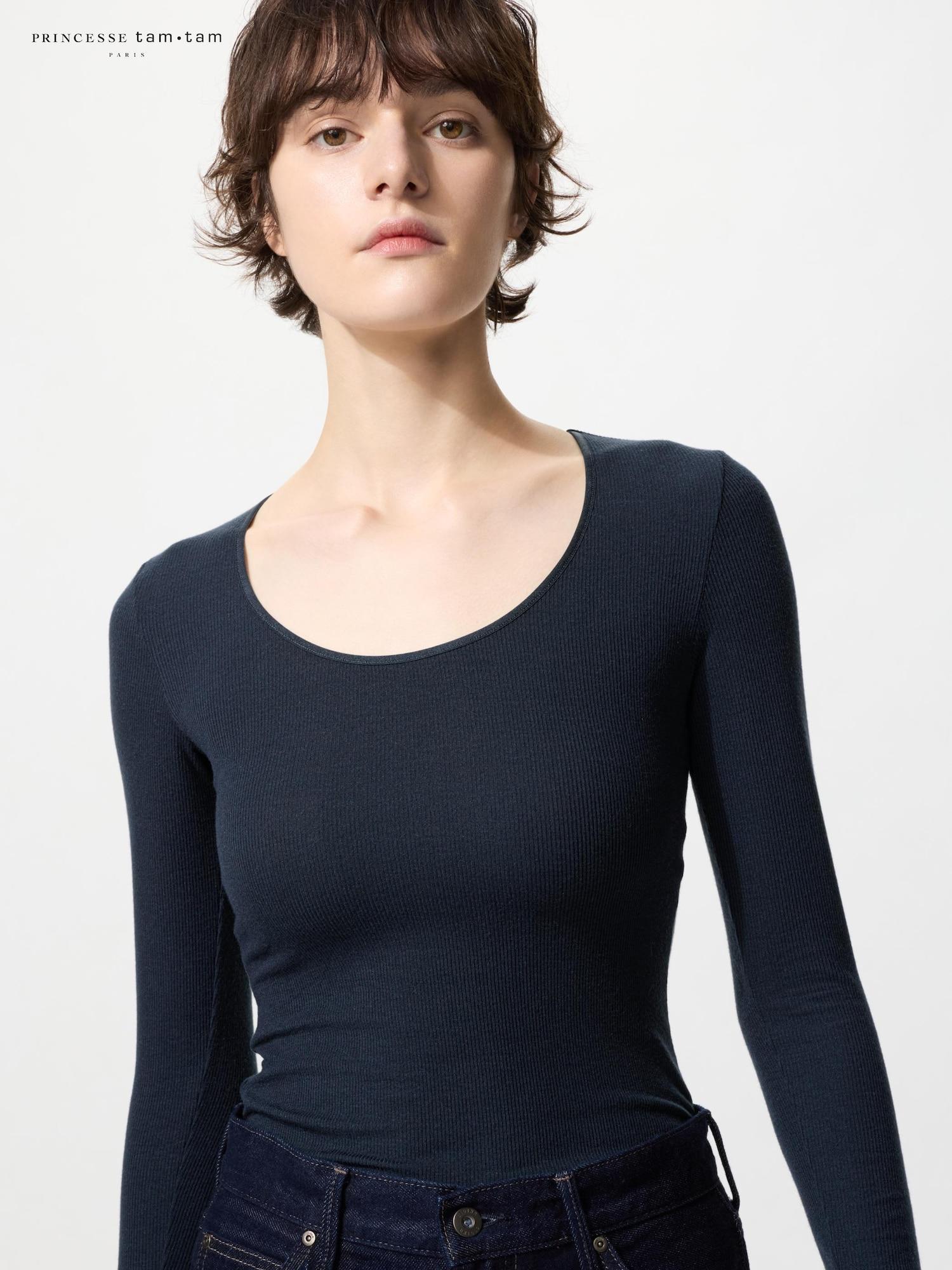 

Uniqlo UlTra Warm HeaTTech Cashmere Blend Rib Crew Neck T 69 NAVY/XL