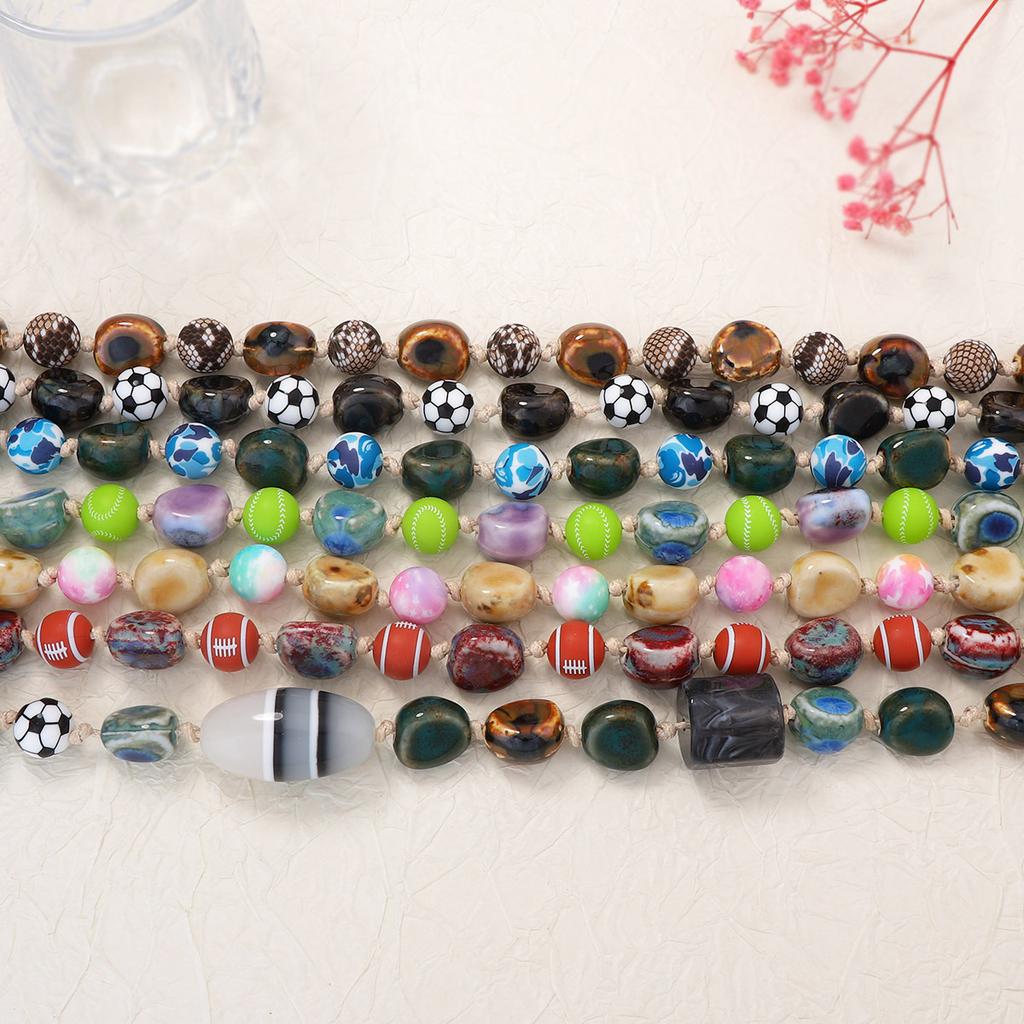 European and American personality niche ins style fashion versatile simple irregular geometric ceramic beaded women's necklace
