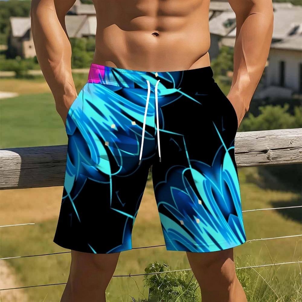 Herren Druck Casual Shorts Kordelzug Elastische Taille Locker Streetwear Sommer
